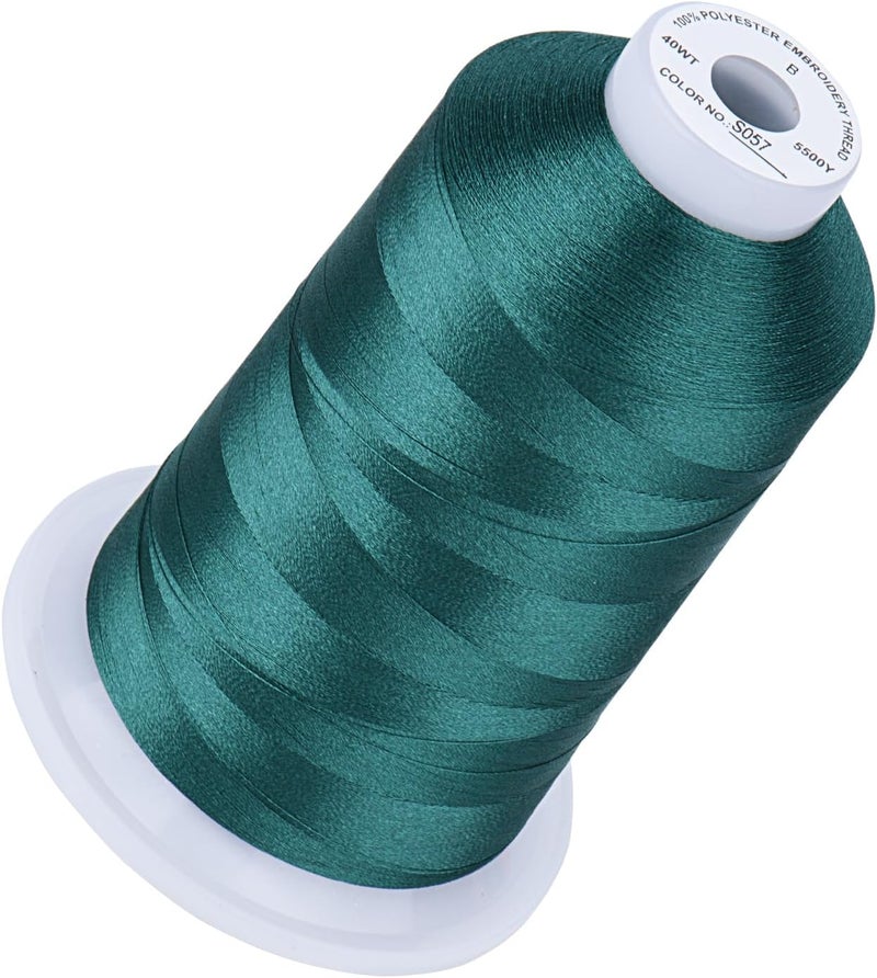 simthread 5500Yds Embroidery Thread, 5000M High-Yardage 40WT 100% Polyester Thread – 170+ Vivid Colors, High-Speed Rated – Compatible with Brother, Singer, Janome & More - Deep Turquoise S057 - Image 1